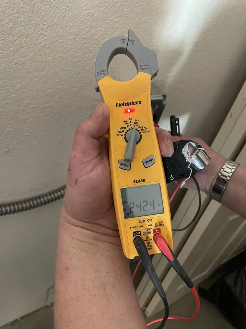 Voltage testing with clamp meter during Generator Installation in Elk Grove